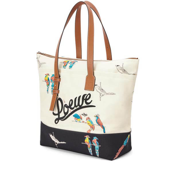 新作★ロエベ★ジップトート/パロット/プリントキャンバス 偽物カーフ B887J09X03